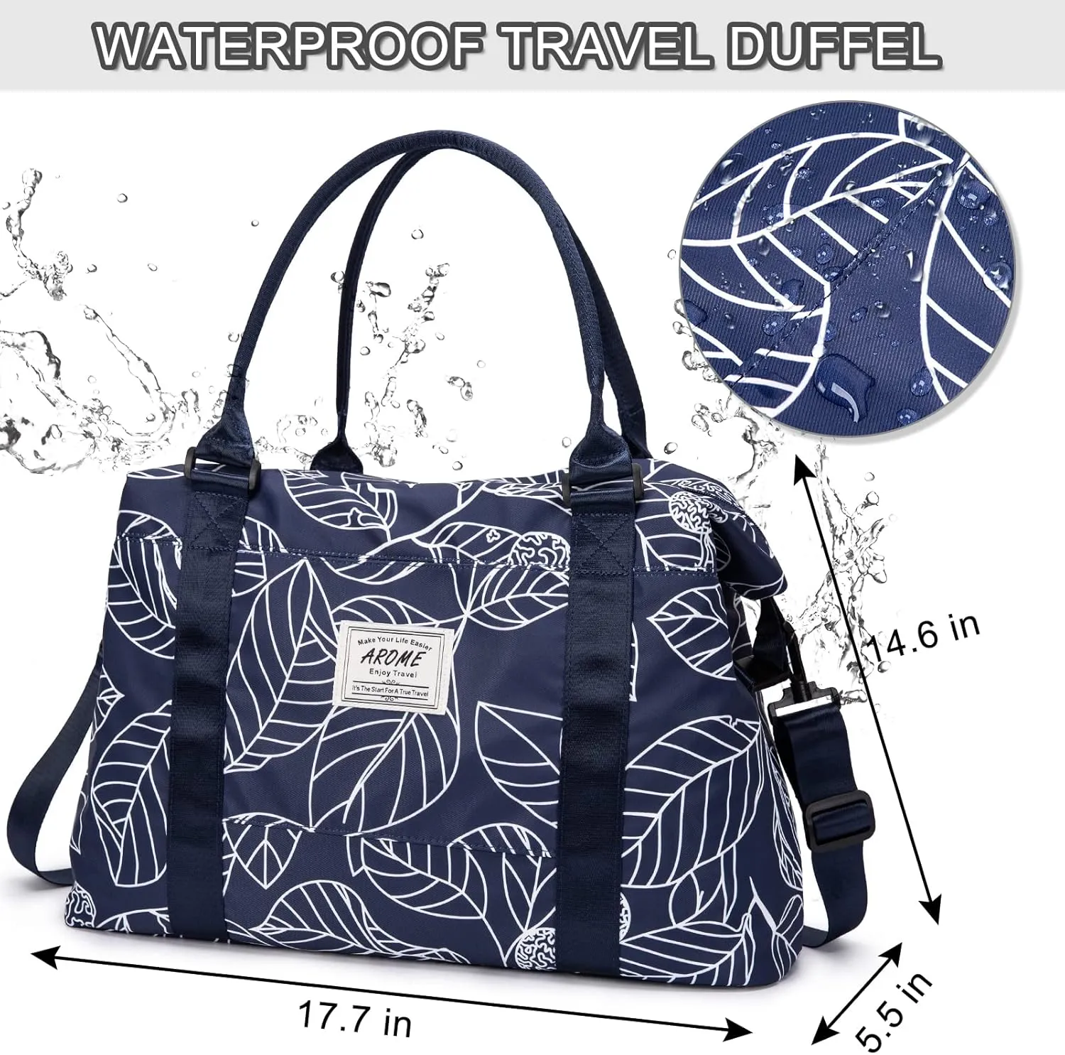 AROME Weekender Bags for Women, Travel Duffel Bag Overnight Weekend Bag Sports Gym Tote Bag with Wet Pocket & Flight Approved