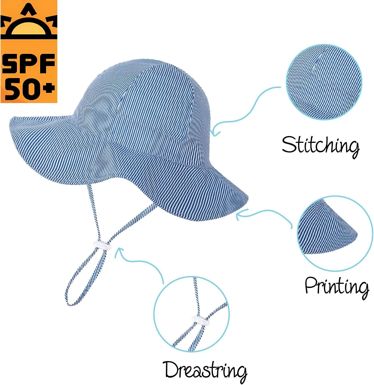 Baby Toddler Infant Girls Bucket Sun Hats Protection Beach UPF 50  Toddler Wide Brim Bucket Summer Hats