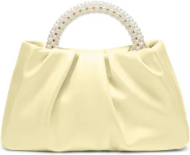 Beatfull Evening Purse Women Small Pearl Handbags Soft Leather Ruched Bag Wedding Bridal Clutch Party Prom Crossbody Purses