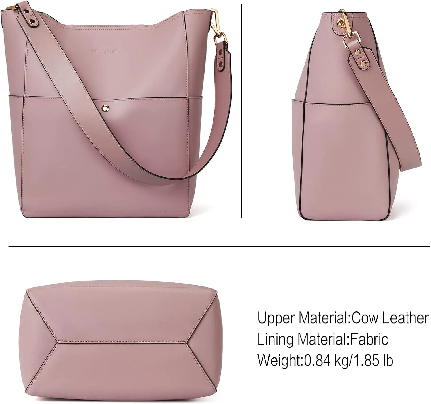 BOSTANTEN Women's Leather Designer Handbags Tote Purses Shoulder Bucket Bags