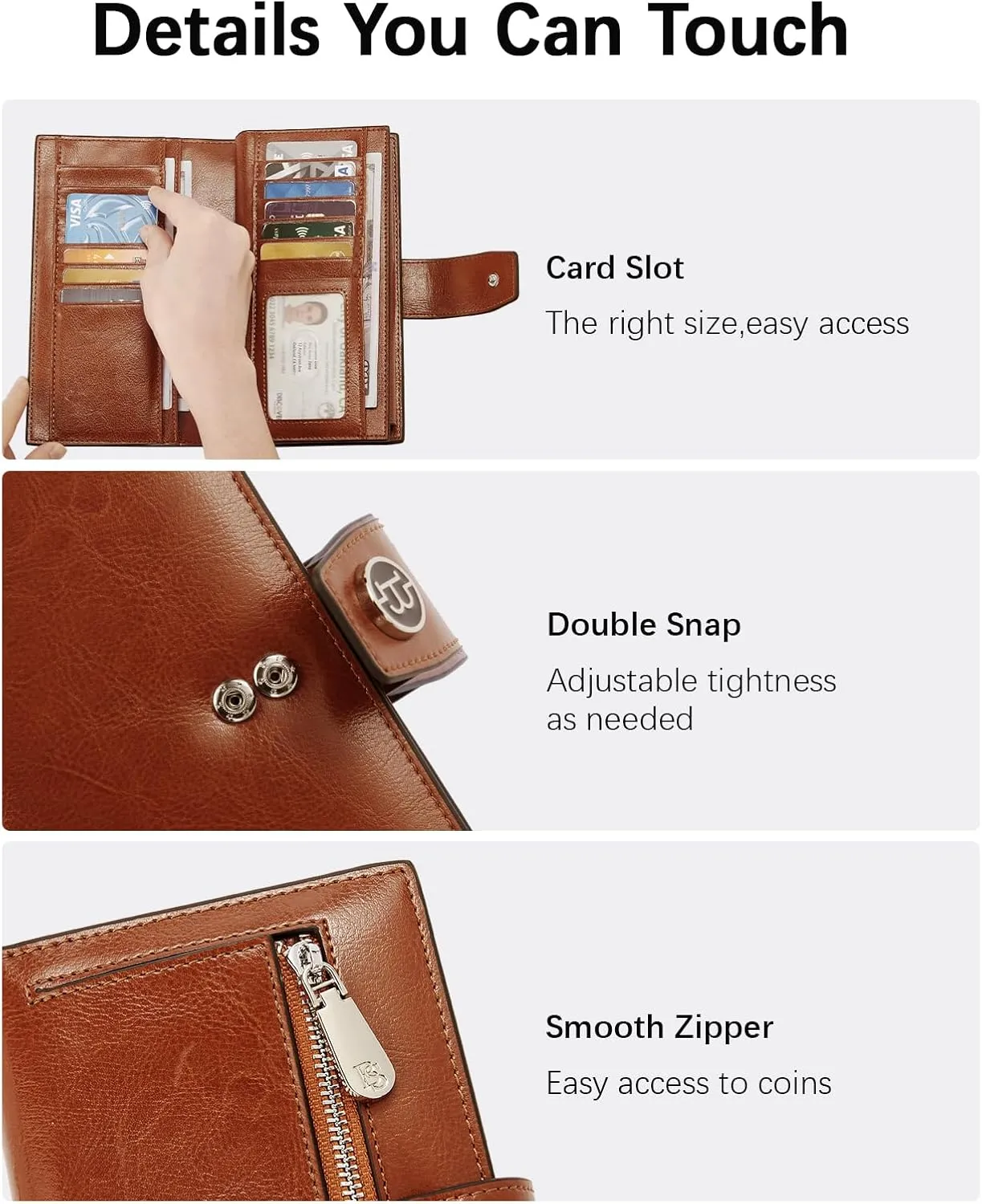 BOSTANTEN Womens Leather Wallets RFID Blocking Large Capacity Credit Card Holder Phone Clutch Brown