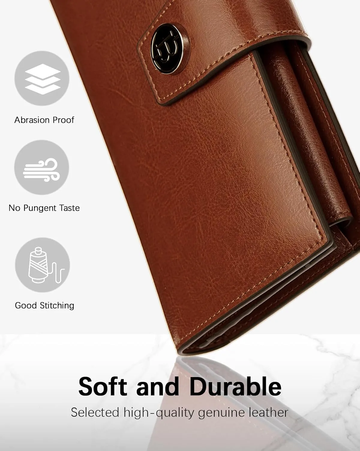 BOSTANTEN Womens Leather Wallets RFID Blocking Large Capacity Credit Card Holder Phone Clutch Brown