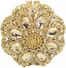Boutique De FGG Elegant Round Crystal Clutch Evening Bags for Women Formal Party Handbags Bridal Wedding Purse