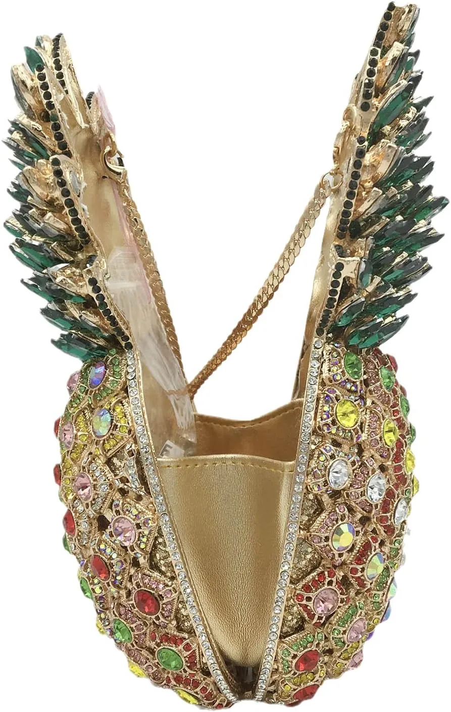 Boutique De FGG Pineapple Crystal Evening Bags and Clutches for Women Formal Dinner Purses Party Rhinestones Handbags