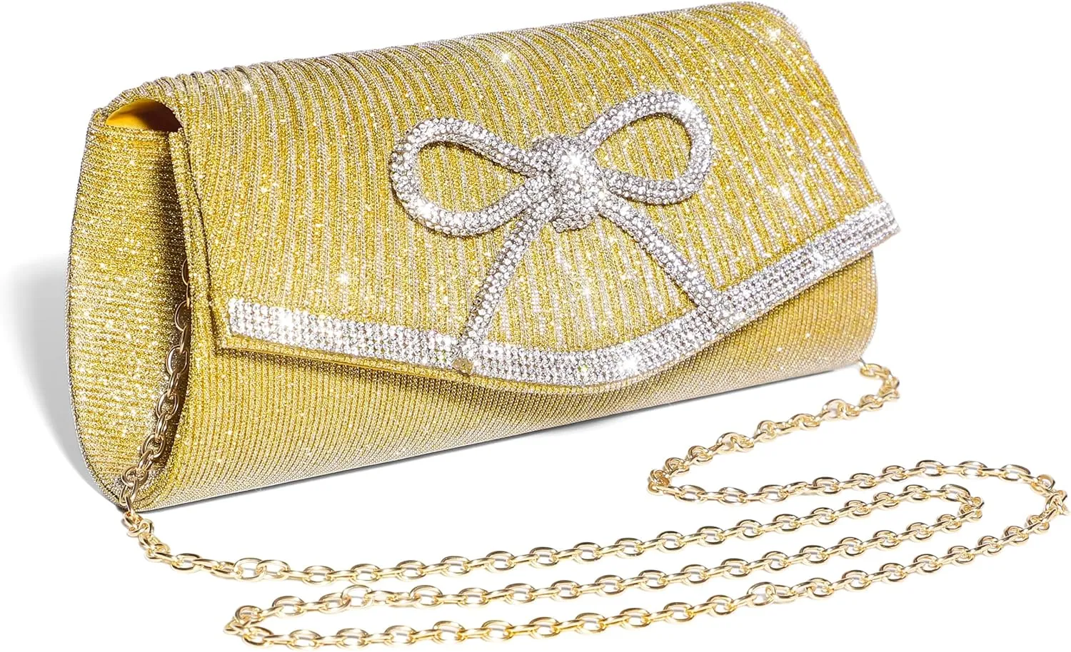Bow Evening Bag Sparkly Clutch Purses for Women Wedding Glitter Rhinestone Party Prom Purse Dressy Clutch Bags