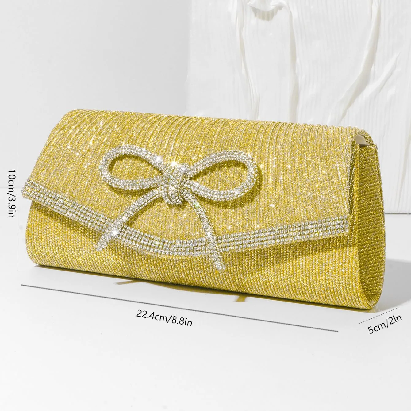 Bow Evening Bag Sparkly Clutch Purses for Women Wedding Glitter Rhinestone Party Prom Purse Dressy Clutch Bags