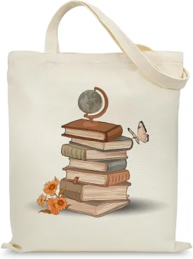 Canvas Aesthetic Reusable Grocery Tote Bag with Pockets for Women Graduation Travel Work Mothers Day Christmas