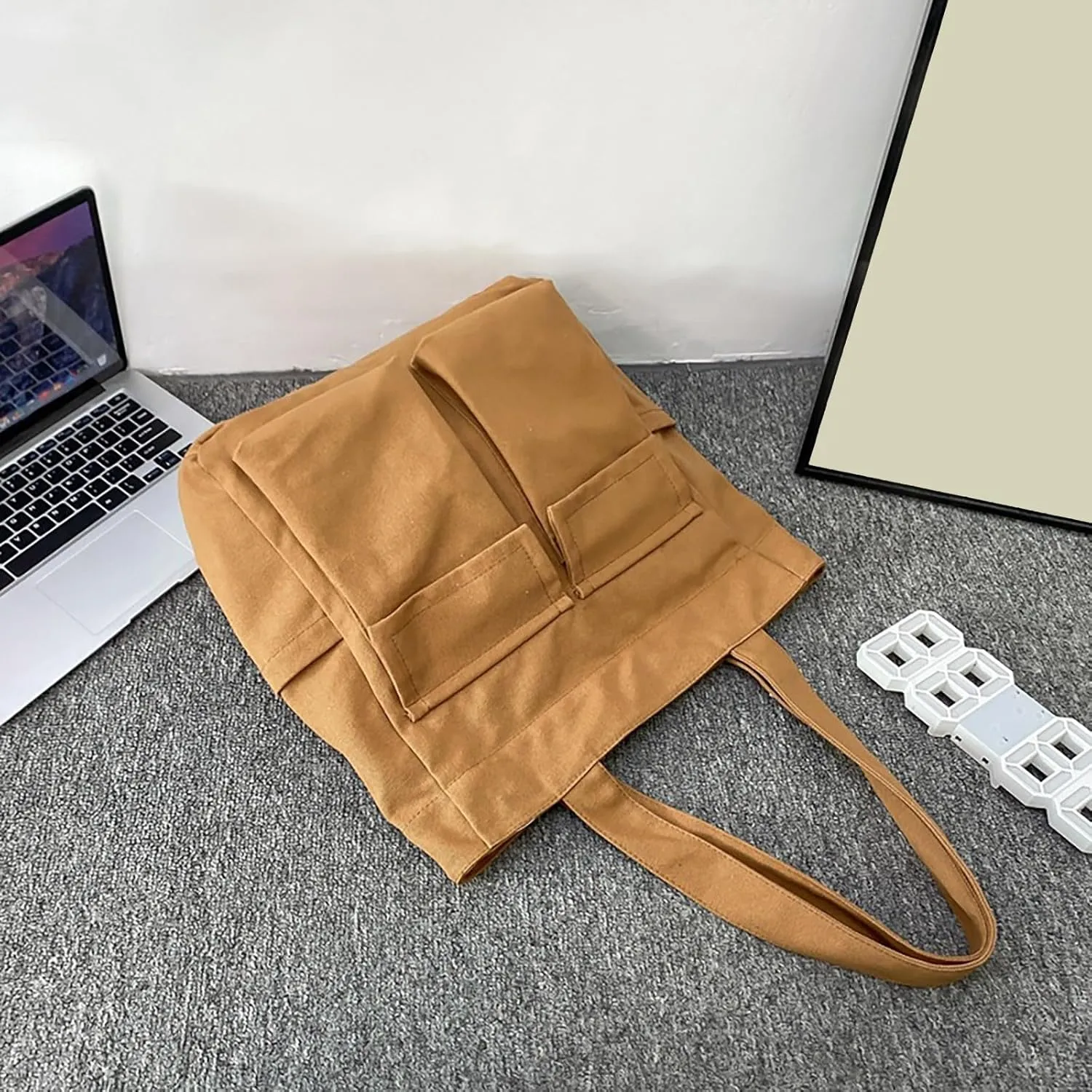 Canvas Bag For Women Capacity Fashionable And Versatile Single Shoulder Bag Student Commuting Portable (Brown, One Size)