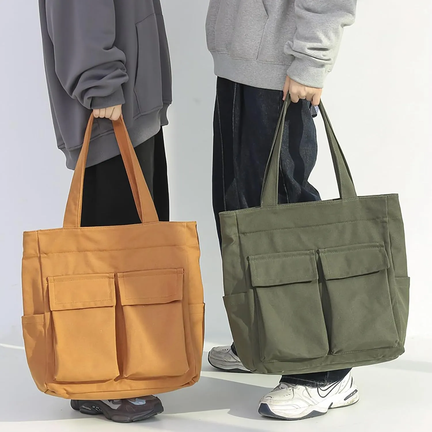 Canvas Bag For Women Capacity Fashionable And Versatile Single Shoulder Bag Student Commuting Portable (Brown, One Size)