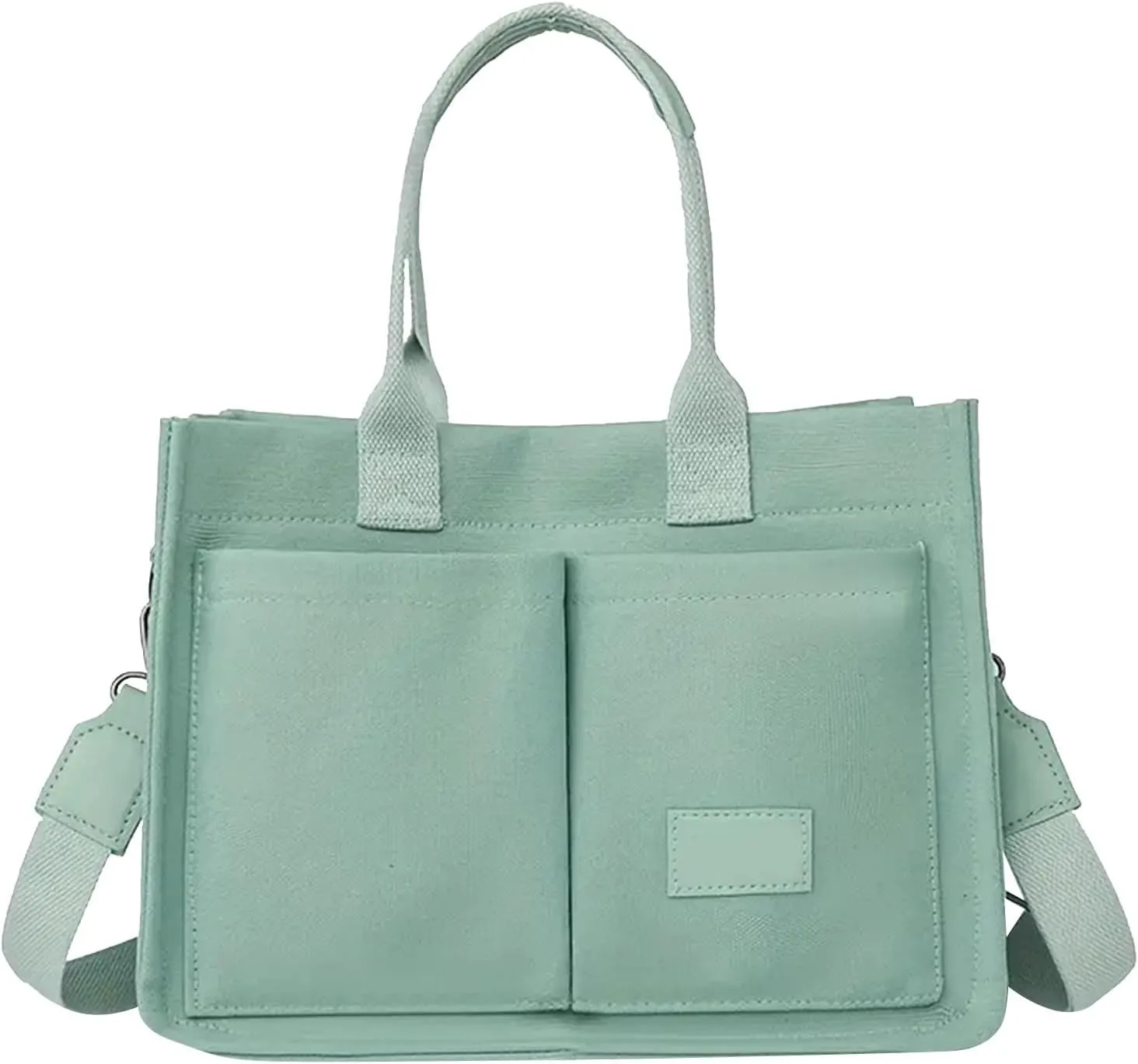 Canvas Bags For Women Solid Color Large Capacity Exterior Pockets Ladies Bag Laundry Messenger Tote Bags