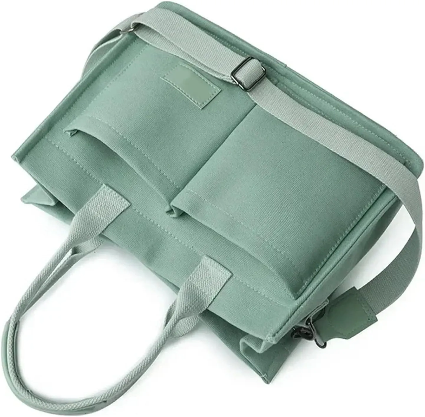 Canvas Bags For Women Solid Color Large Capacity Exterior Pockets Ladies Bag Laundry Messenger Tote Bags