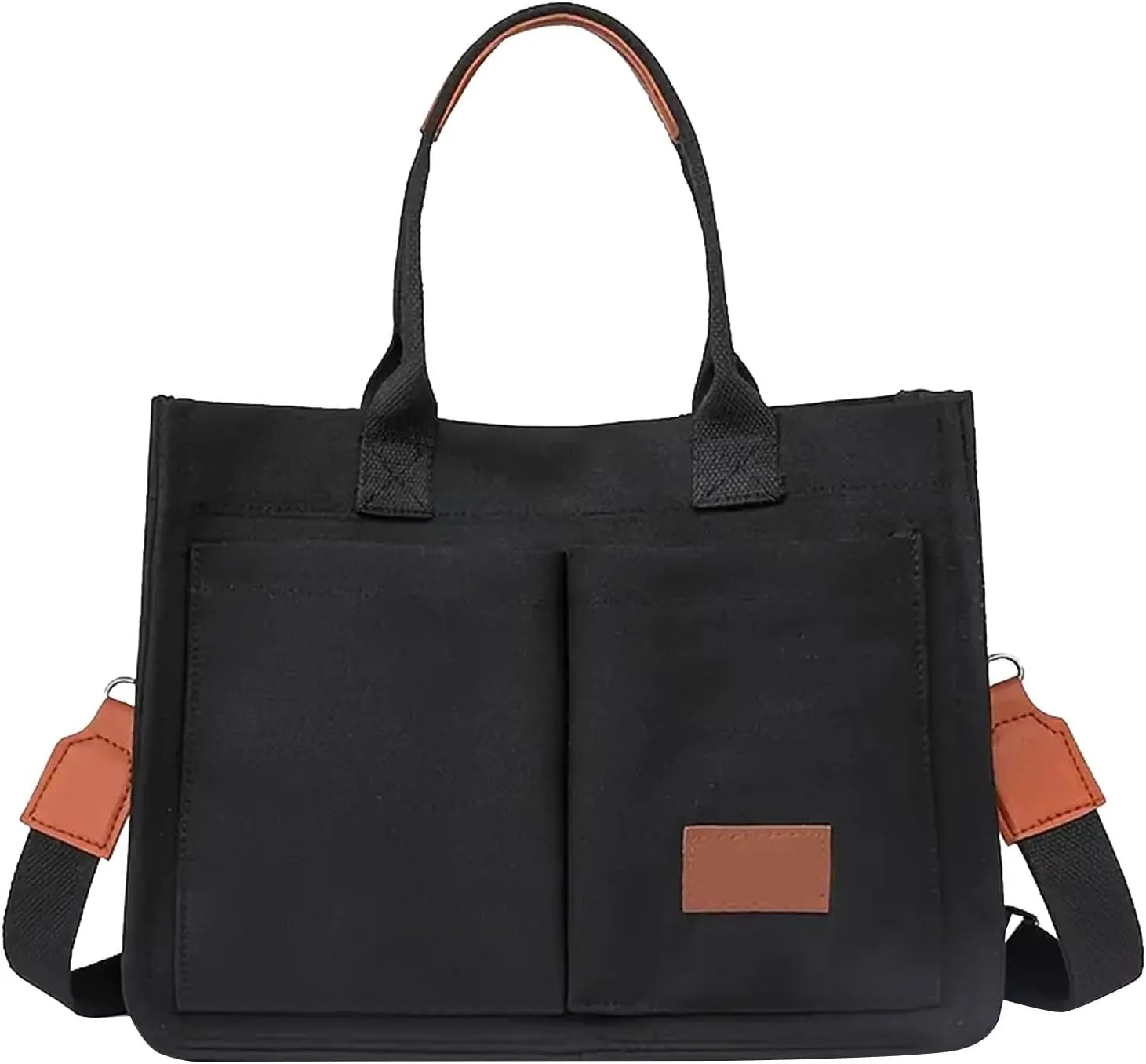 Canvas Bags For Women Solid Color Large Capacity Exterior Pockets Ladies Bag Laundry Messenger Tote Bags