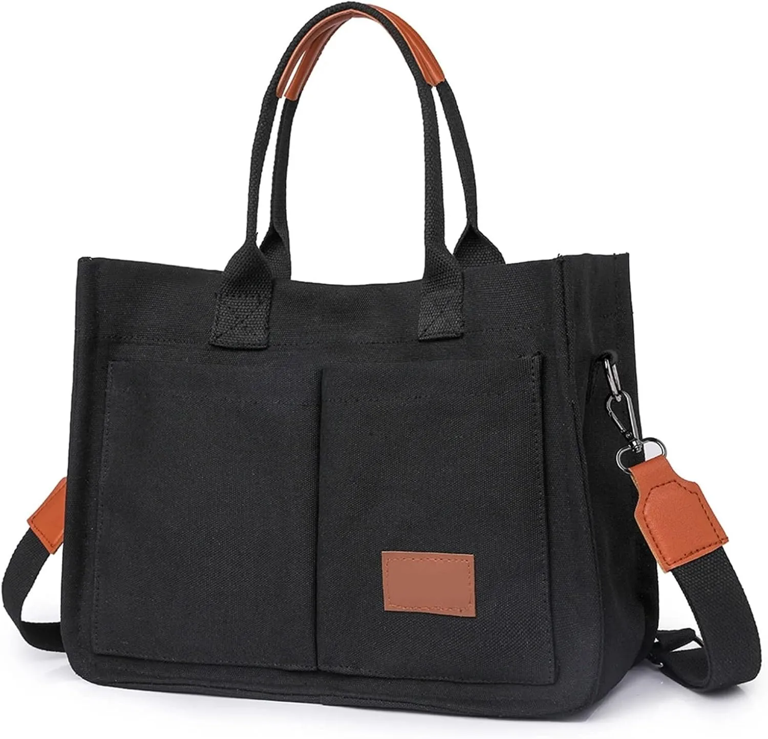 Canvas Bags For Women Solid Color Large Capacity Exterior Pockets Ladies Bag Laundry Messenger Tote Bags