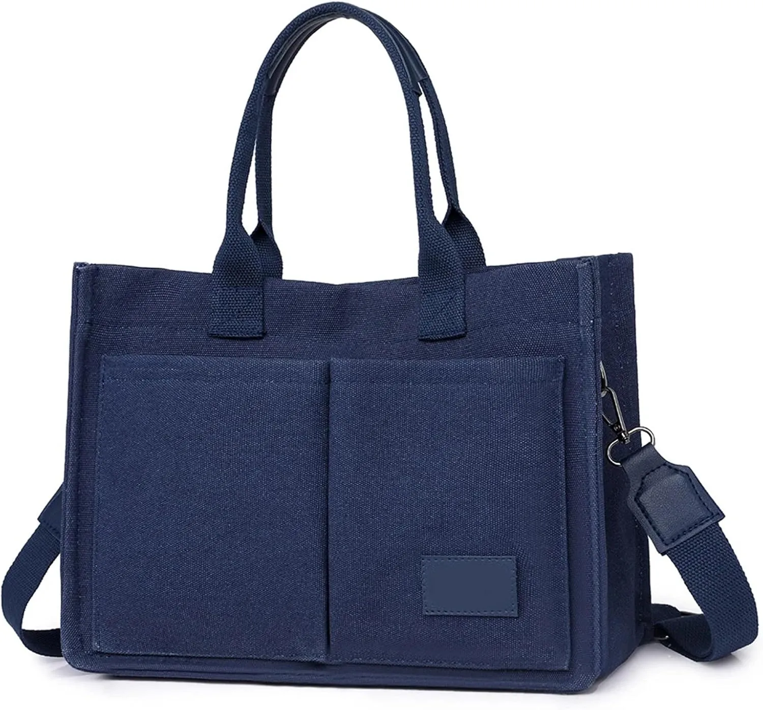 Canvas Bags For Women Solid Color Large Capacity Exterior Pockets Ladies Bag Laundry Messenger Tote Bags