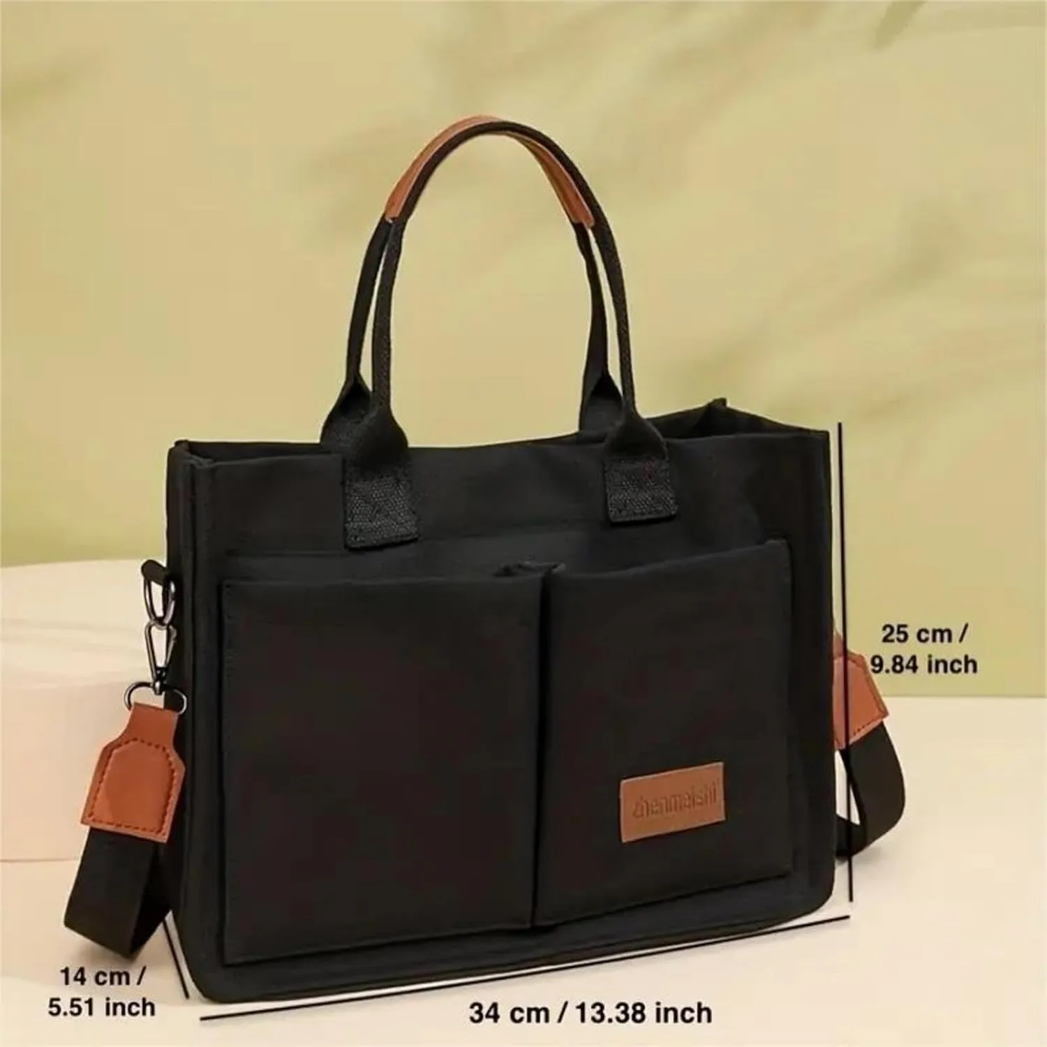 Canvas Bags For Women Solid Color Large Capacity Exterior Pockets Ladies Bag Laundry Messenger Tote Bags