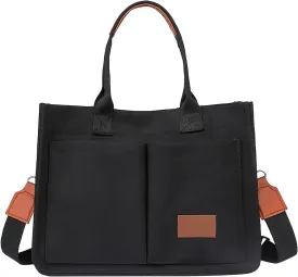 Canvas Bags For Women Solid Color Large Capacity Exterior Pockets Ladies Bag Laundry Messenger Tote Bags