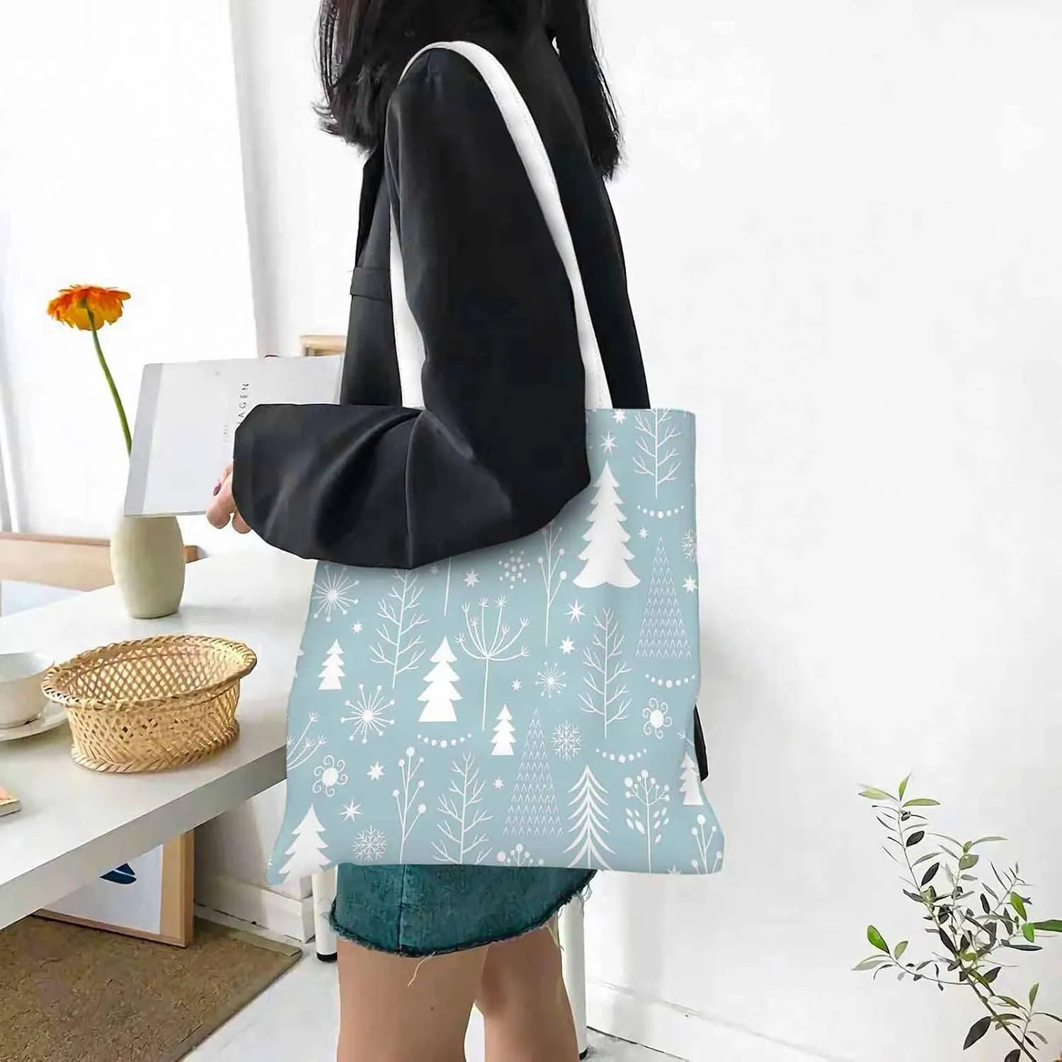 Canvas Tote BagFunny Birthday Reusable Large Shopping Shoulder Tote Bag For Women