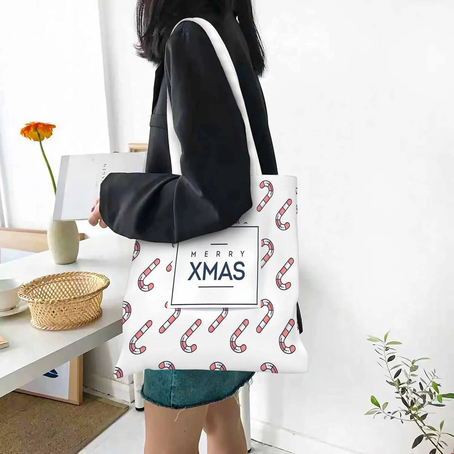 Canvas Tote BagFunny Birthday Reusable Large Shopping Shoulder Tote Bag For Women