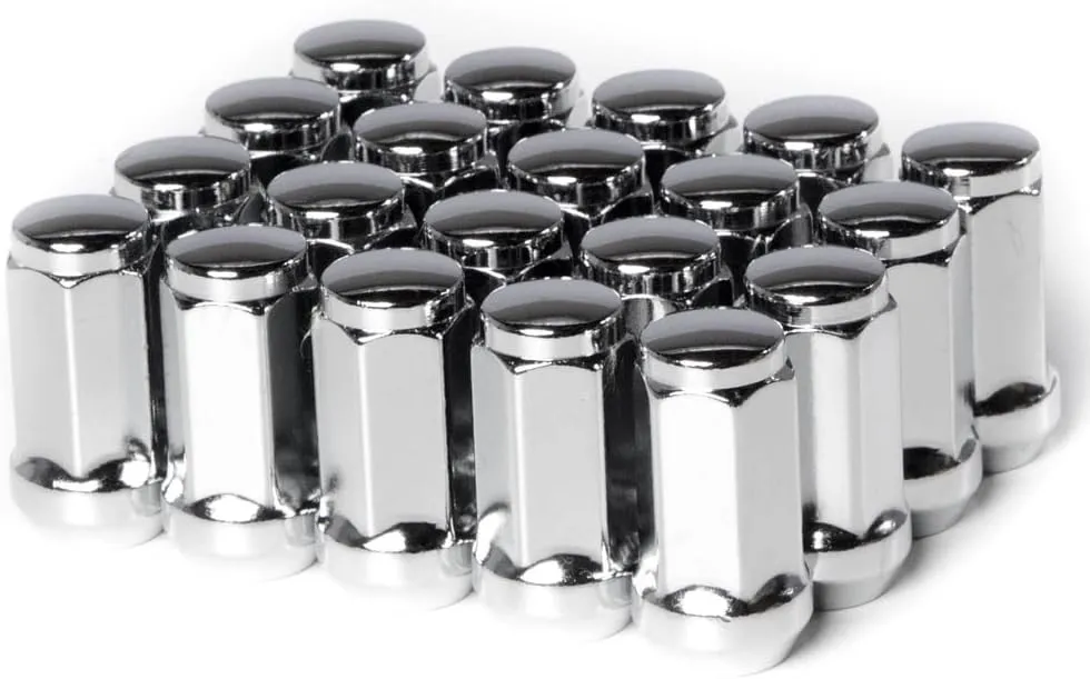 Circuit Performance 14x2.0 Chrome Closed End Bulge Acorn Lug Nuts Cone Seat Forged Steel (20 Pieces)
