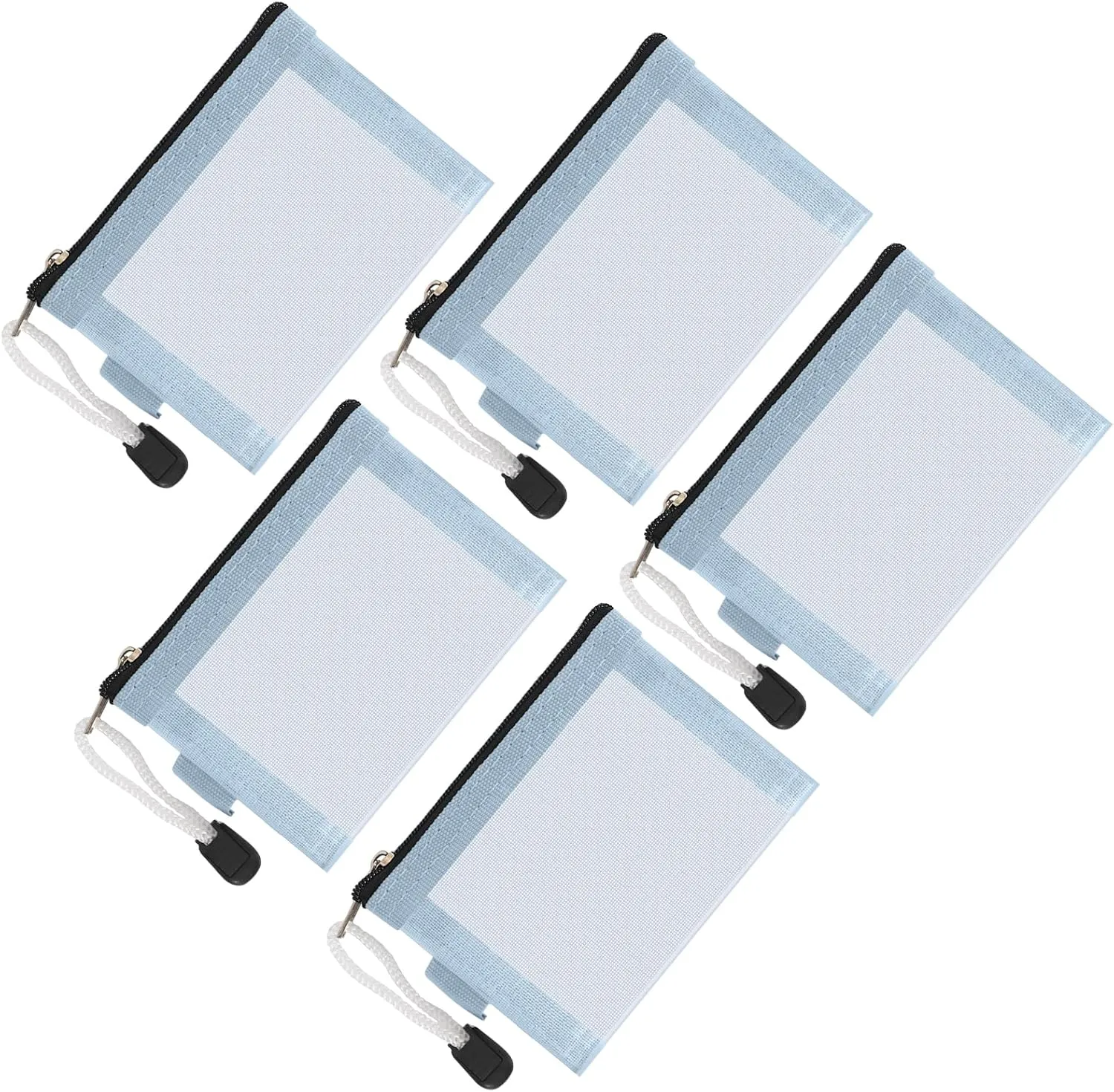 Classycoo Mini Zipper Mesh Bags 5 Pack,3" x 4.3" Nylon Small Zipper Mesh Pouch Key Holder,Coin Purse,Card Holder, Portable Travel Makeup Cosmetic Bags for Lipstick,Earphone (Blue)