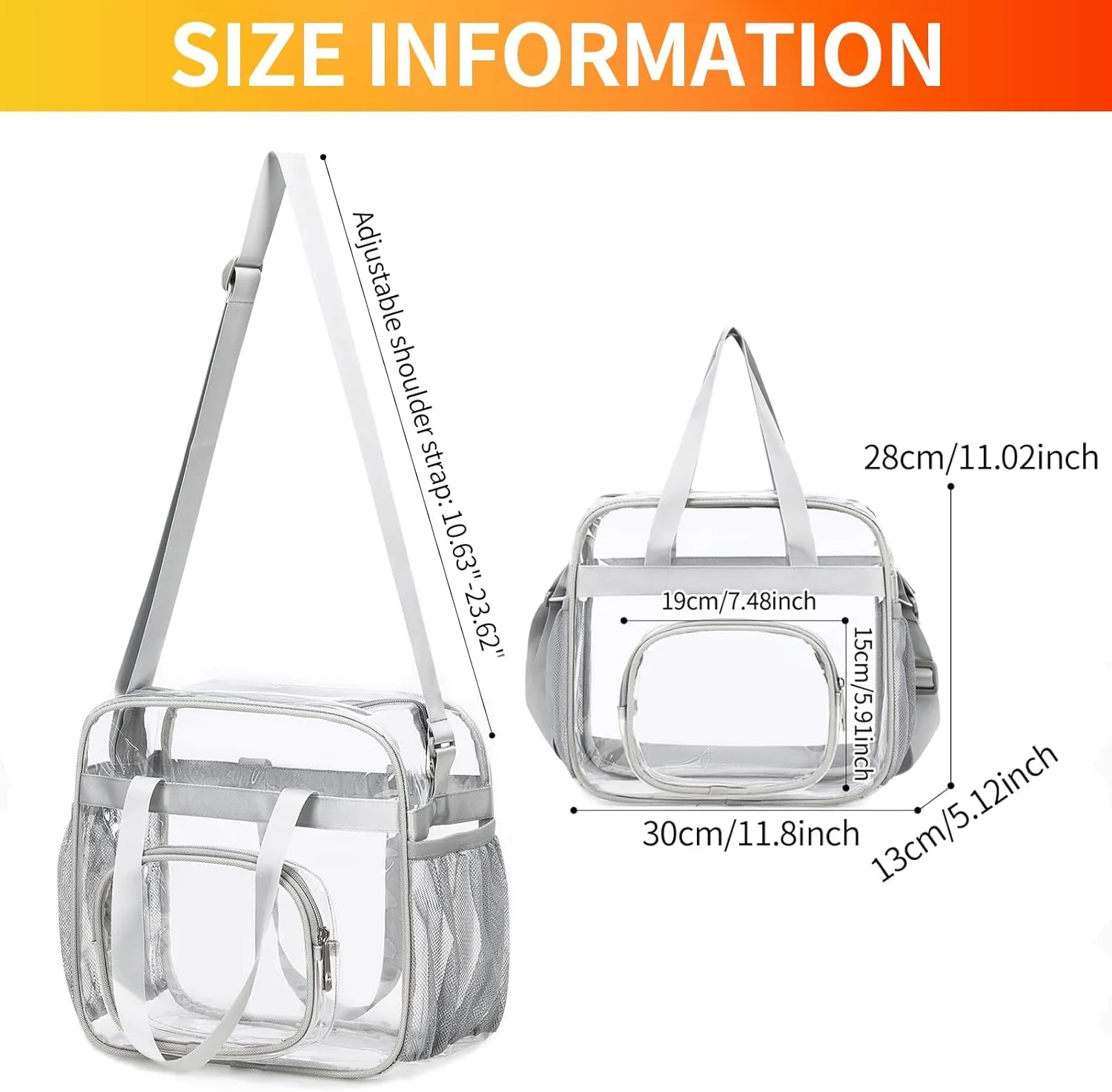 Clear Bags Stadium Approved,See Through Tote Bag Shoulder Strap Large Transparent Bag