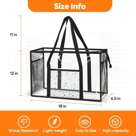 Clear Beach Tote Bag - Waterproof PVC Stadium Approved Bag for Women - Extra Large Transparent Shoulder Bag for Pool, Concert, Travel & Shopping (18"x12" Lightweight Design)