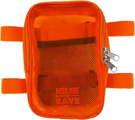 Clear Thigh Bag - Carnival Bag - Neon Thigh Bag w/Mesh Pocket & Double Zipper - Rave Bag for Women - Jelly Phone Holder Bag (Orange)