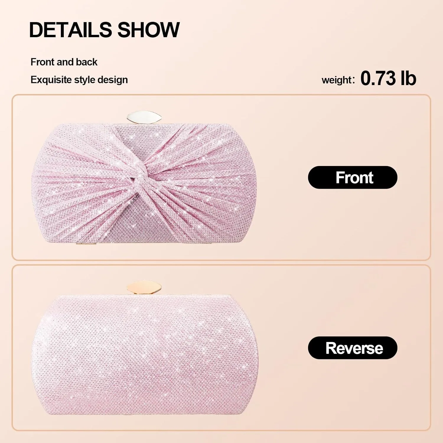 Clutch Purses for Women Wedding Evening Glitter Sparkly Handbags Party Purses for Women with Detachable Chain