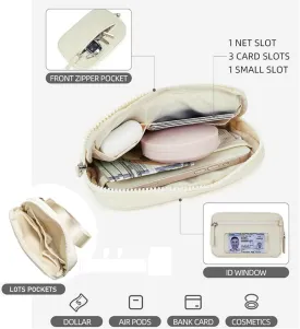 DOB SECHS Small Wristlet Wallet for Women RFID Nylon Quilted Clutch Phone Bag with 3 Zipper Pockets Back Clear Pocket