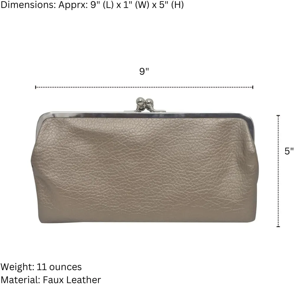 Double Frame Vintage Style Clutch Purse, Women's Travel Wallet