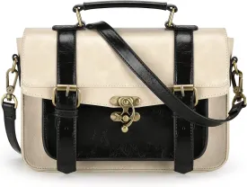 ECOSUSI Women PU Leather Satchel Purse Vintage Small College Crossbody Messenger Bag Work Cross-body Bag