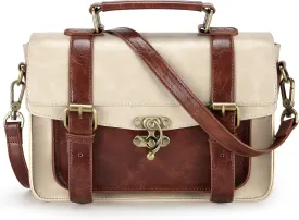 ECOSUSI Women PU Leather Satchel Purse Vintage Small College Crossbody Messenger Bag Work Cross-body Bag