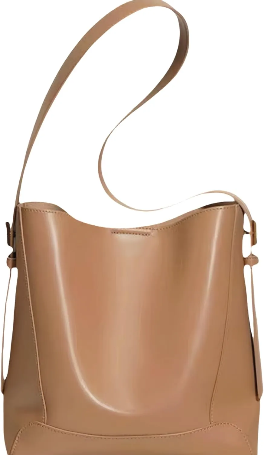 EIATLWomen's bucket bag premium leather shoulder bag, crossbody bag extended shoulder strap upgraded to 5 adjustable levels