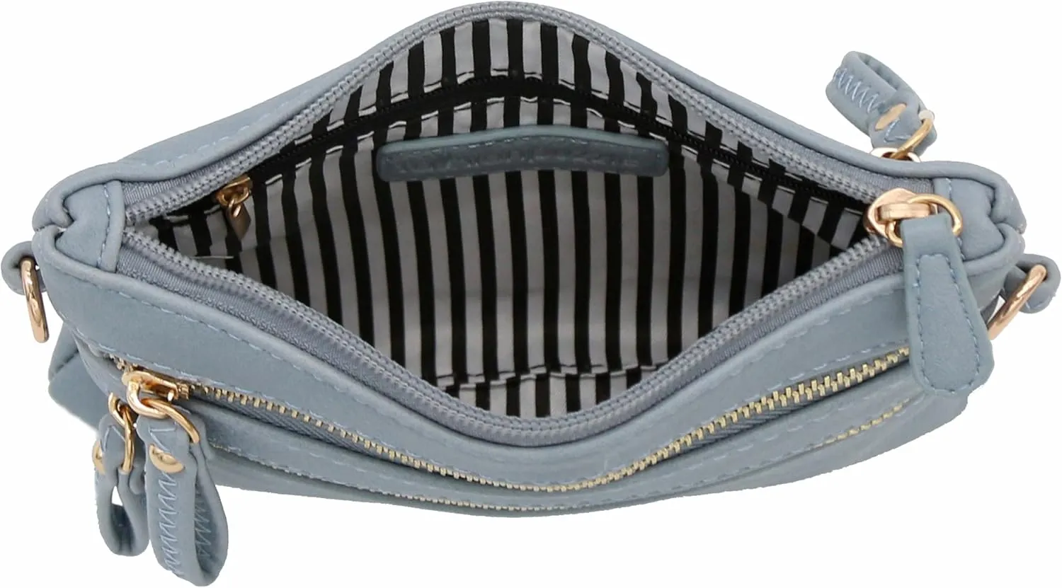 FashionPuzzle Multi Zipper Pocket Small Wristlet Crossbody Bag