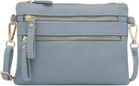 FashionPuzzle Multi Zipper Pocket Small Wristlet Crossbody Bag