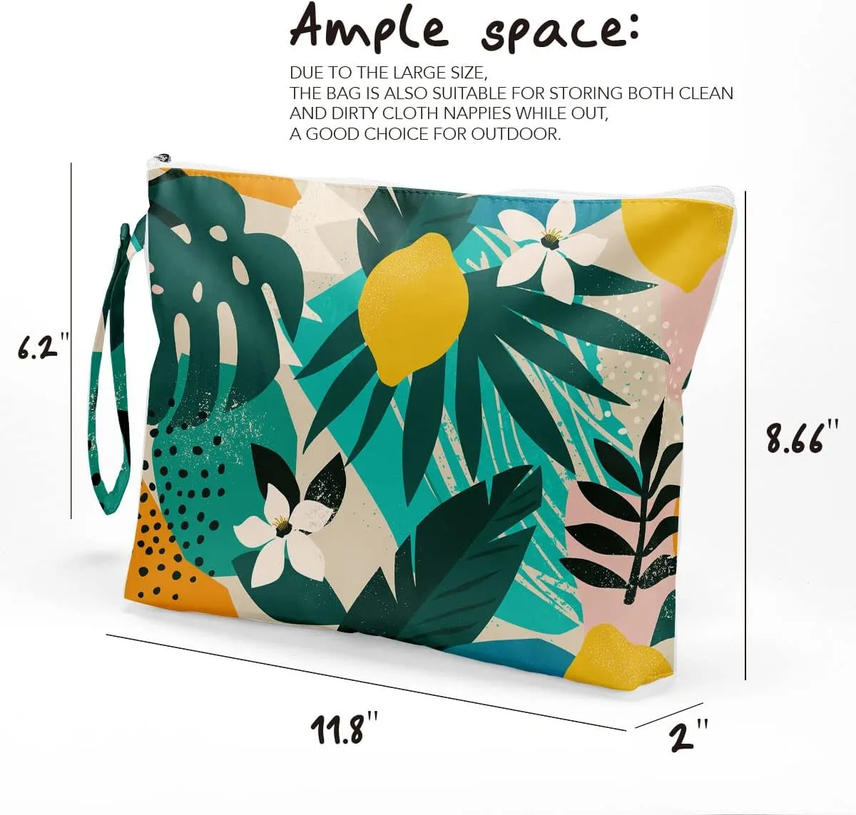 Fokongna Palm leaves Wet Bag Travel Wet Dry Bag Beach Bag Diaper Bag Wet Bag For Swimsuit Travel Makeup Bag Toiletry Bag