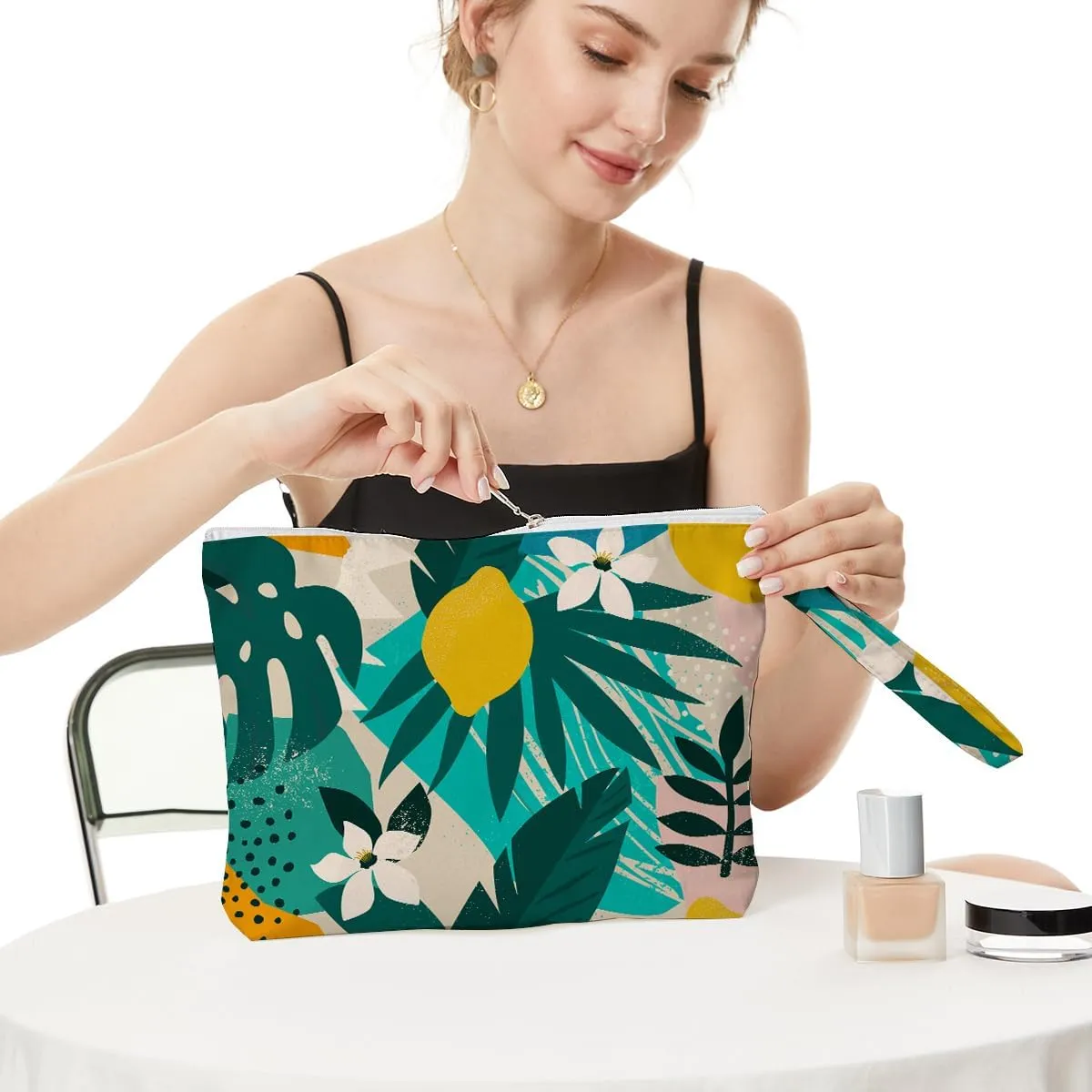 Fokongna Palm leaves Wet Bag Travel Wet Dry Bag Beach Bag Diaper Bag Wet Bag For Swimsuit Travel Makeup Bag Toiletry Bag