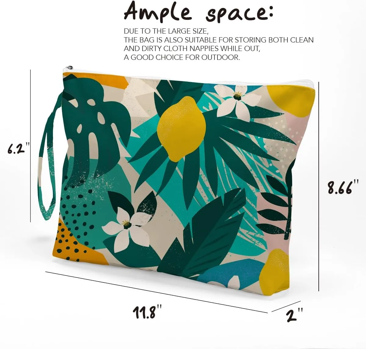 Fokongna Palm leaves Wet Bag Travel Wet Dry Bag Beach Bag Diaper Bag Wet Bag For Swimsuit Travel Makeup Bag Toiletry Bag
