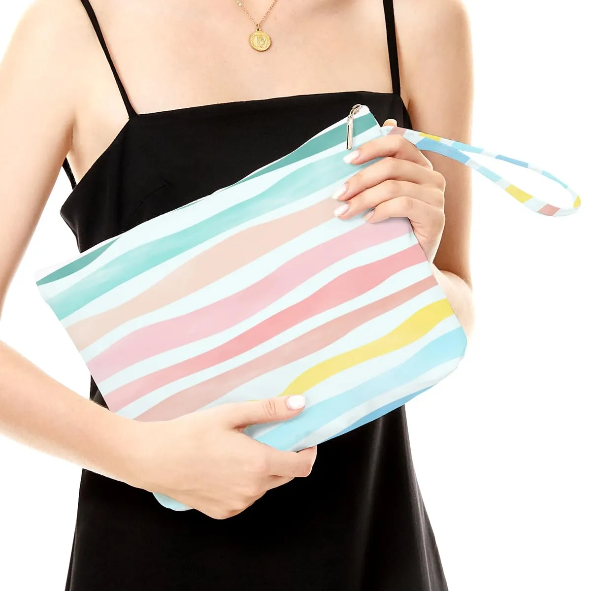 Fokongna Wet Dry Bag, Wet Bag for Swimsuit Travel Beach Bag, Diaper Bag Toiletry Bag Waterproof Large Makeup Bag, Zipper Pouch for Women Girls Sister Friends Wet Bag Starfish Sea Beach rainbow Gifts