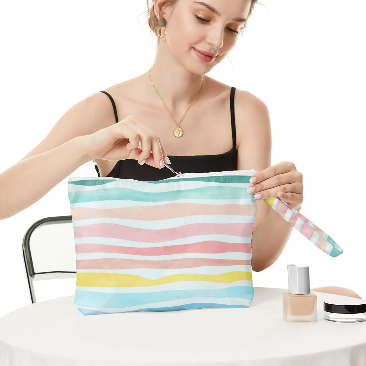 Fokongna Wet Dry Bag, Wet Bag for Swimsuit Travel Beach Bag, Diaper Bag Toiletry Bag Waterproof Large Makeup Bag, Zipper Pouch for Women Girls Sister Friends Wet Bag Starfish Sea Beach rainbow Gifts