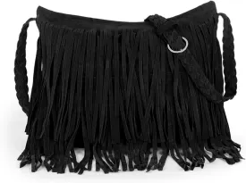 Fringe Crossbody Bags Women, Large Tassels Shoulder Bag with Woven Shoulder Strap Hobos for Daily Travel