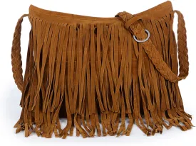 Fringe Crossbody Bags Women, Large Tassels Shoulder Bag with Woven Shoulder Strap Hobos for Daily Travel