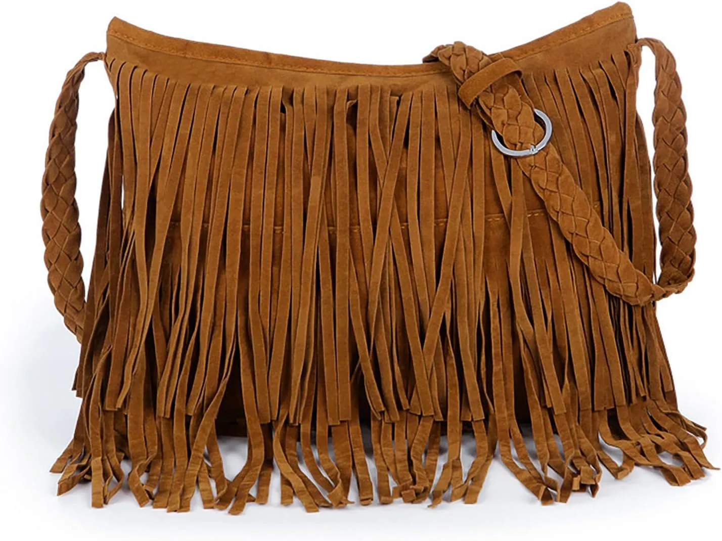 Fringe Crossbody Bags Women, Large Tassels Shoulder Bag with Woven Shoulder Strap Hobos for Daily Travel