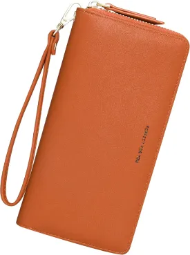 GEEAD Wristlet Wallets for Women PU Leather RFID Blocking Zip Around Long Phone Clutch Wallet