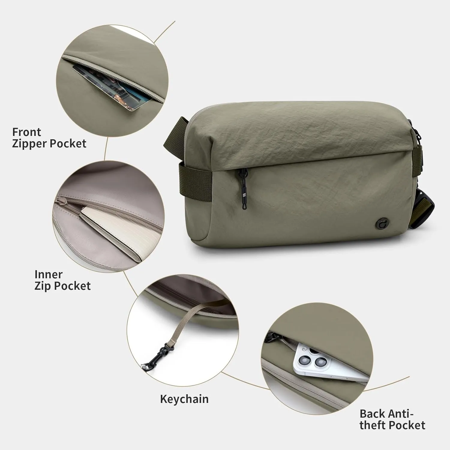GOLF SUPAGS Crossbody Sling Bag for Women Men Chest Bag for Outdoors Leisure Hiking Traveling