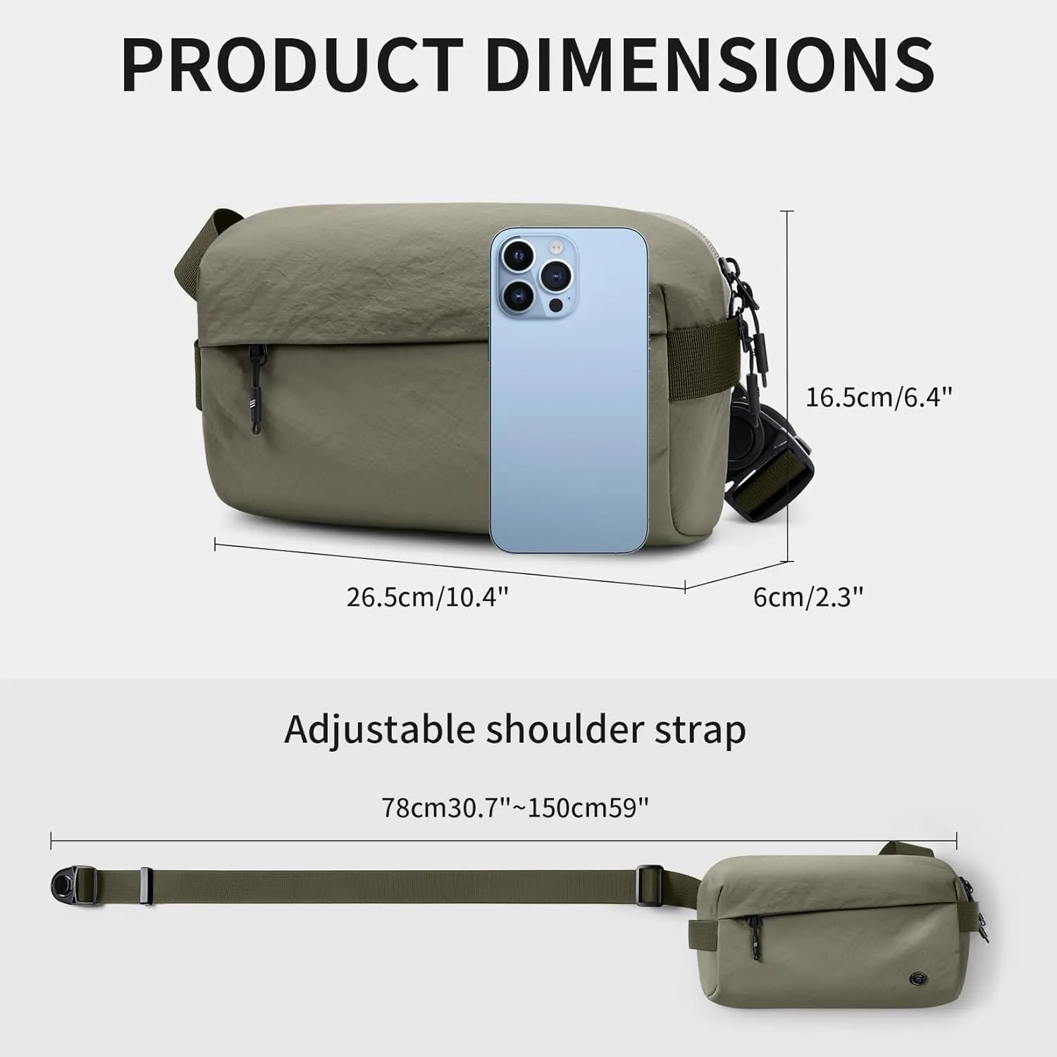 GOLF SUPAGS Crossbody Sling Bag for Women Men Chest Bag for Outdoors Leisure Hiking Traveling
