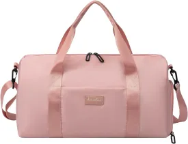 Gym Bag for Women with Shoe Compartment and Wet Pocket | Durable Lightweight Gym Duffle Bag with Motivational Quote and Graphic Designs | Great for Exercise and Overnights | Rose