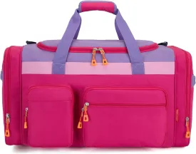HawLander Large Kids Duffle Bag for Travel, Overnight, or Weekender, 20" inch (Rose Purple)