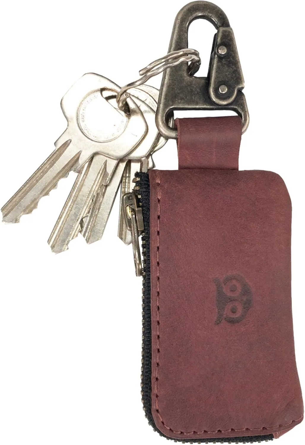 Hide & Drink, Car Key Holder, Headphone and charging Cables, Memory Cards, Flash Drives, Cash Zipper Case with Nickel Metal Clasp, Handmade, Full Grain Leather :: Sangria