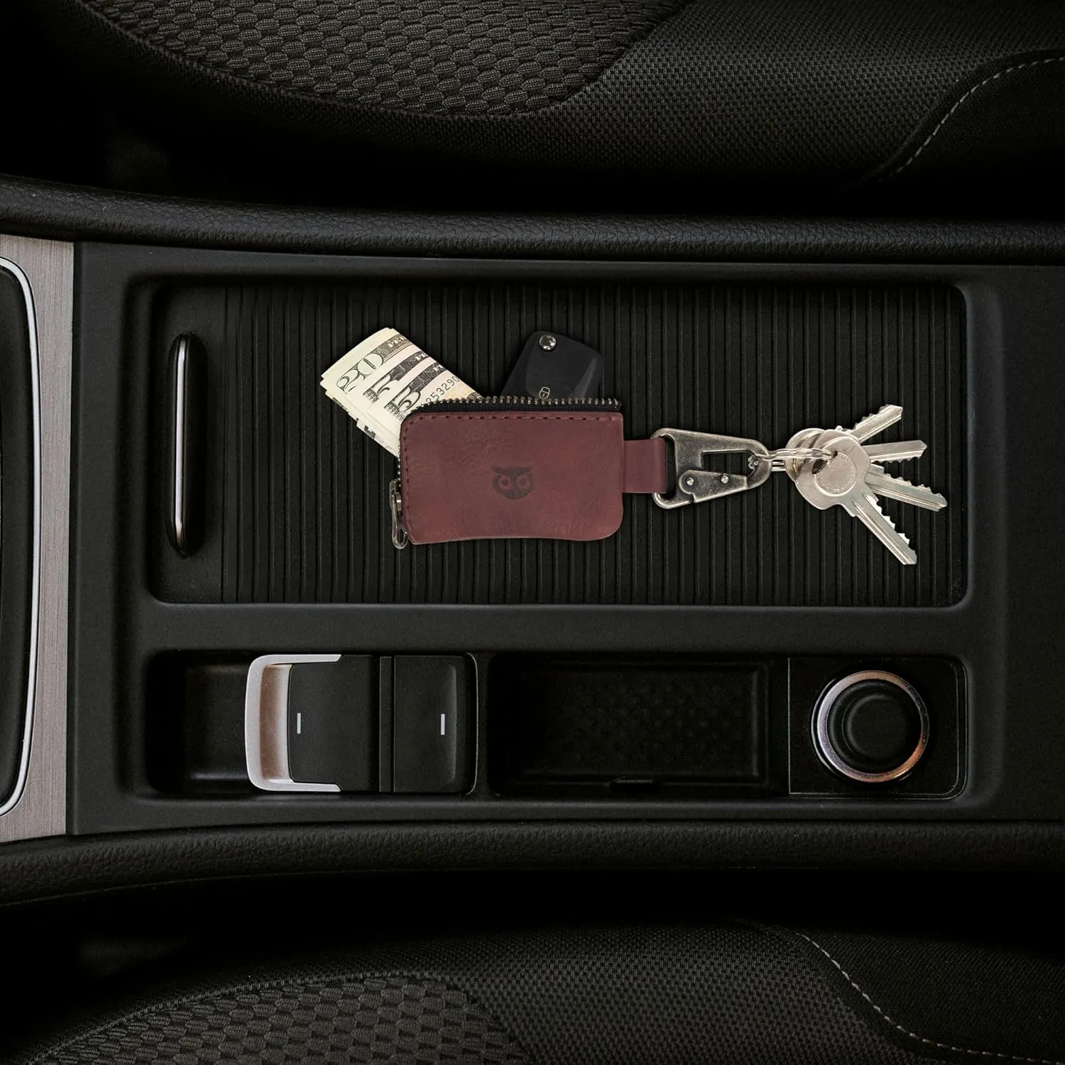 Hide & Drink, Car Key Holder, Headphone and charging Cables, Memory Cards, Flash Drives, Cash Zipper Case with Nickel Metal Clasp, Handmade, Full Grain Leather :: Sangria